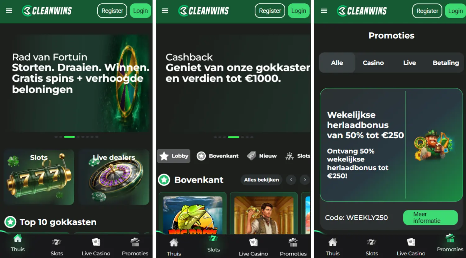 cleanwins casino mobiele browser